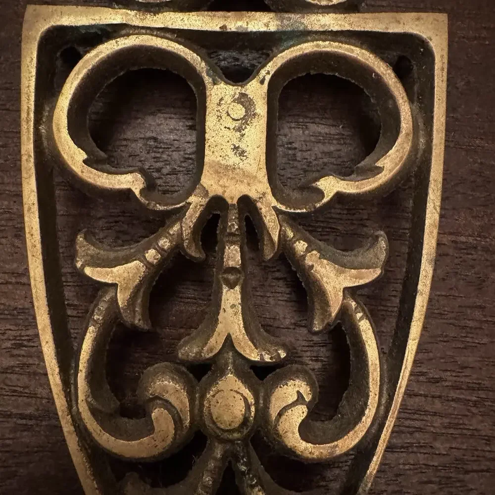 Vintage‎ VTG Solid Brass Footed Trivet Iron Stand Ornate Scrolls MCM Decor